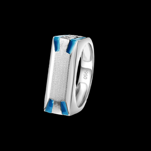 Plain Platinum Ring with Blue Enamel for Men JL PT 1317   Jewelove.US