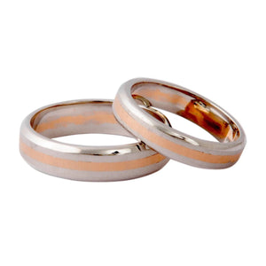 Plain Platinum & Rose Gold Couple Rings JL PT 402