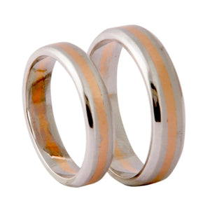 Plain Platinum & Rose Gold Couple Rings JL PT 402