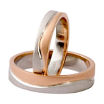 Load image into Gallery viewer, Plain Platinum &amp; Rose Gold Couple Rings with a Wave JL PT 403
