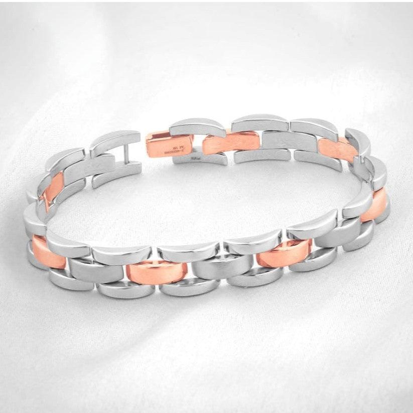 Platinum & Rose Gold Bracelet for Men JL PTB 0377