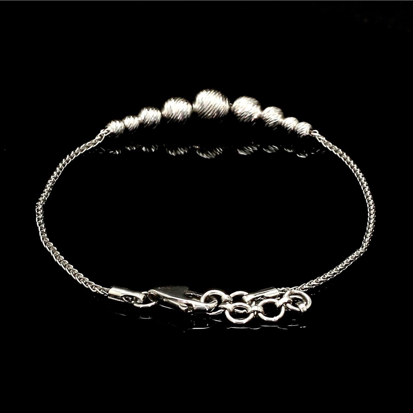 5.8mm Platinum Bracelet with Shine Diamond Cut Balls JL PTB 1201