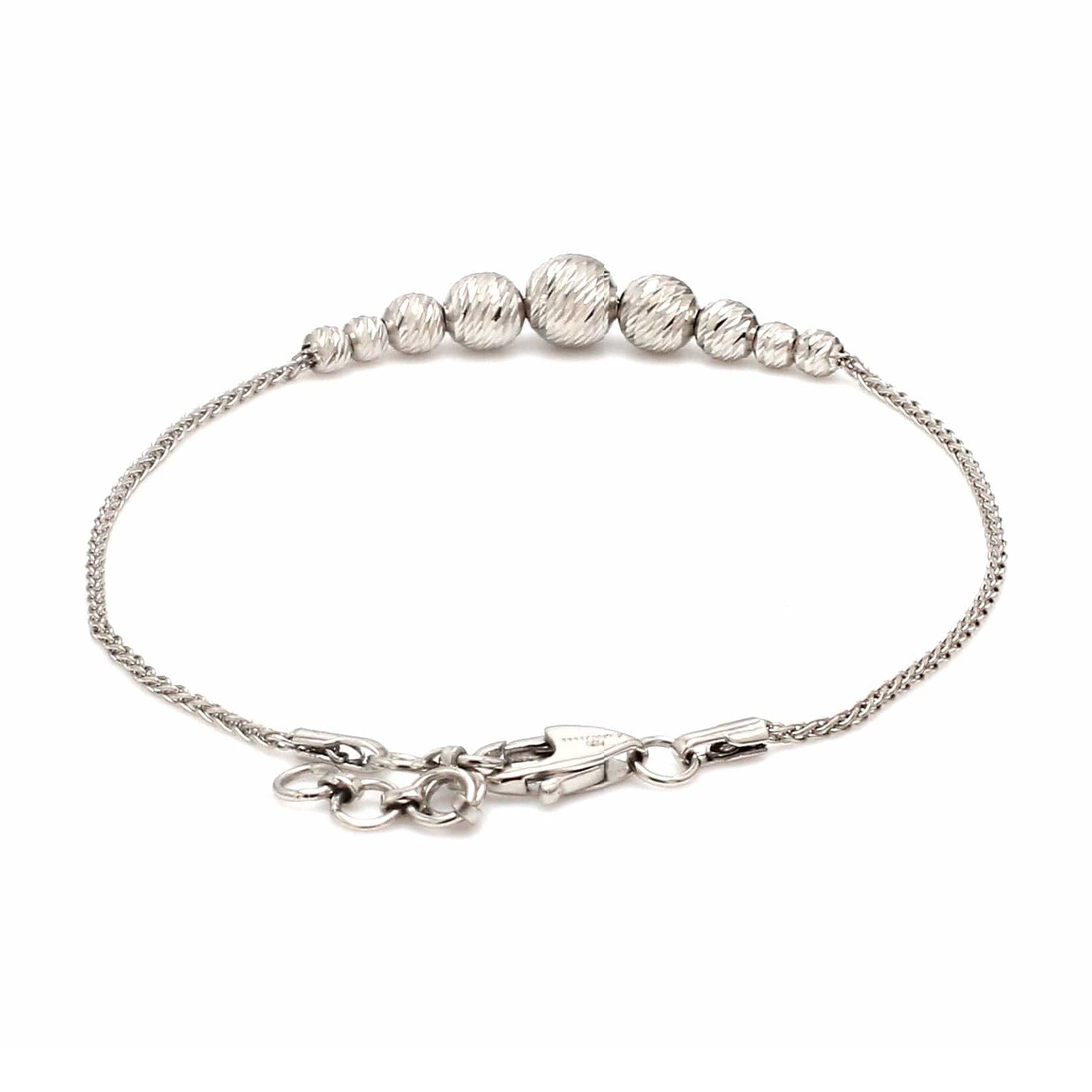 5.8mm Platinum Bracelet with Shine Diamond Cut Balls JL PTB 1201