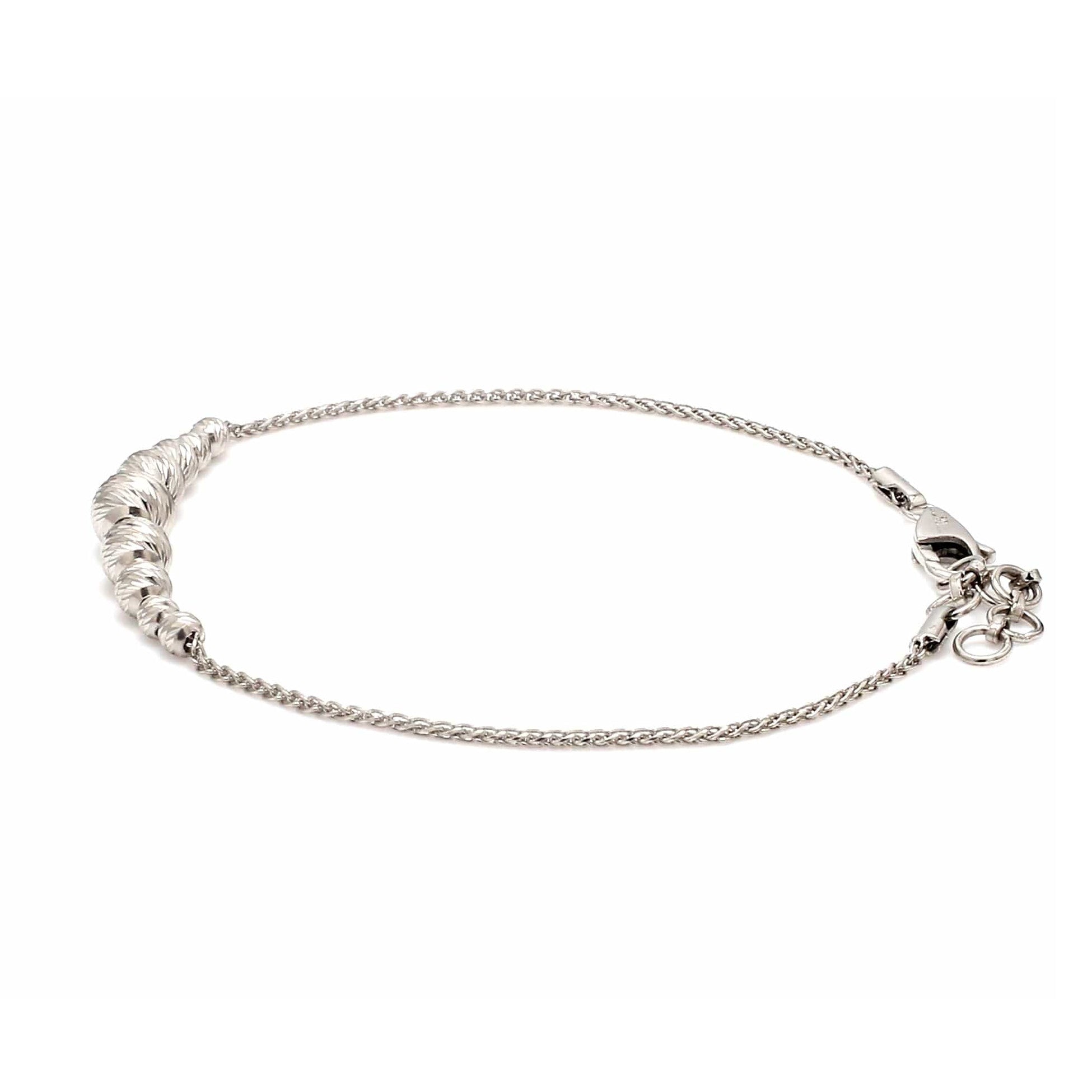 5.8mm Platinum Bracelet with Shine Diamond Cut Balls JL PTB 1201