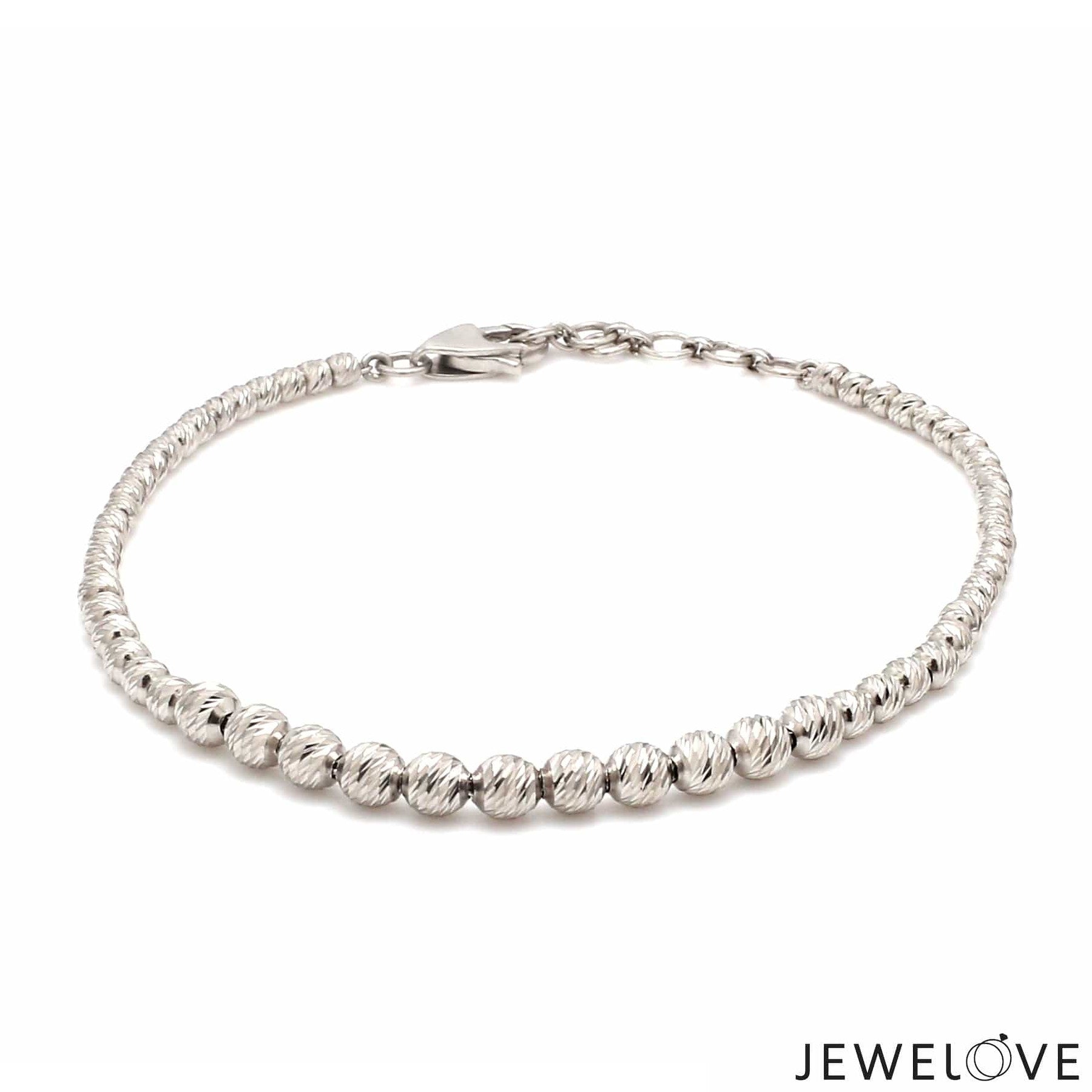 4mm Platinum Bracelet with Shine Diamond Cut Balls JL PTB 1204