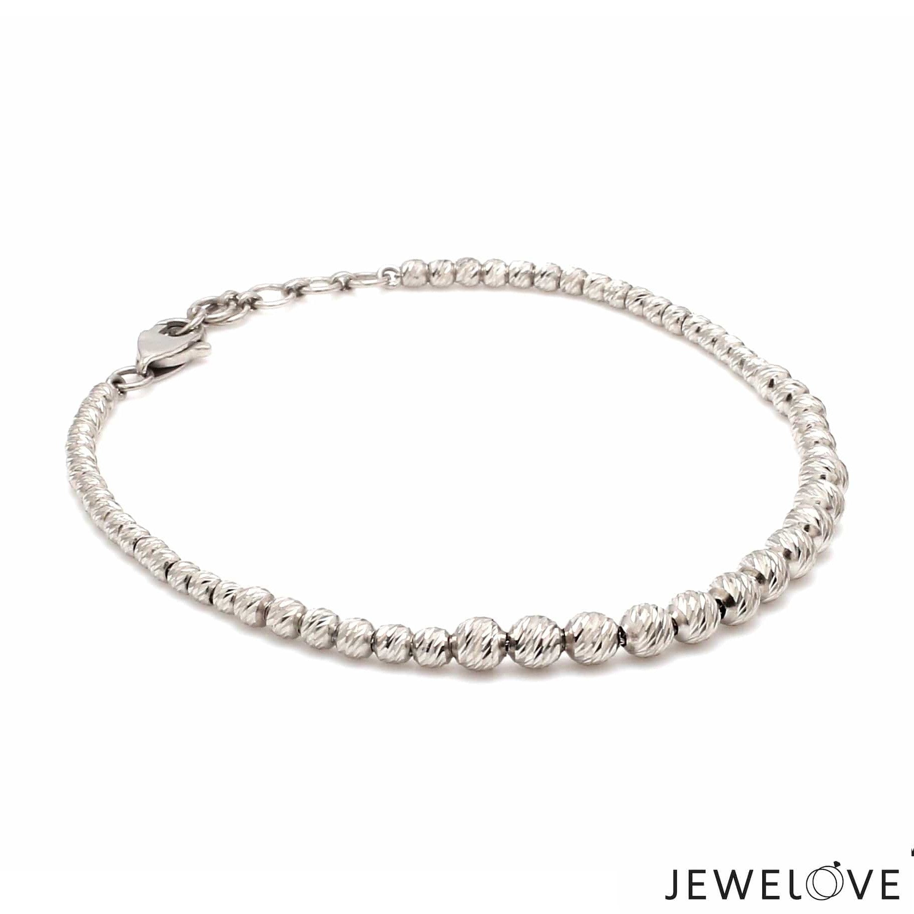 4mm Platinum Bracelet with Shine Diamond Cut Balls JL PTB 1204