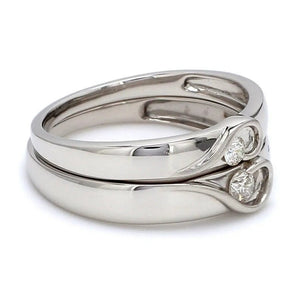 Platinum Love Bands with Complementary Hearts JL PT 243