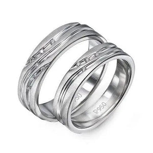 Platinum Couple Rings with Diamonds set in Curvilinear Grooves JL PT 428