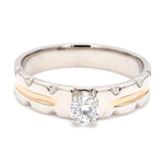 Load image into Gallery viewer, Platinum Couple Rings with Single Diamonds &amp; Rose Gold Grooves JL PT 621
