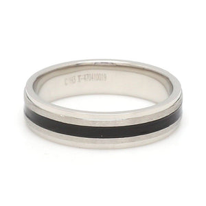 Platinum Couple Unisex Ring with Black Line Ceramic JL PT 1328