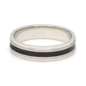 Platinum Couple Unisex Ring with Black Line Ceramic JL PT 1328