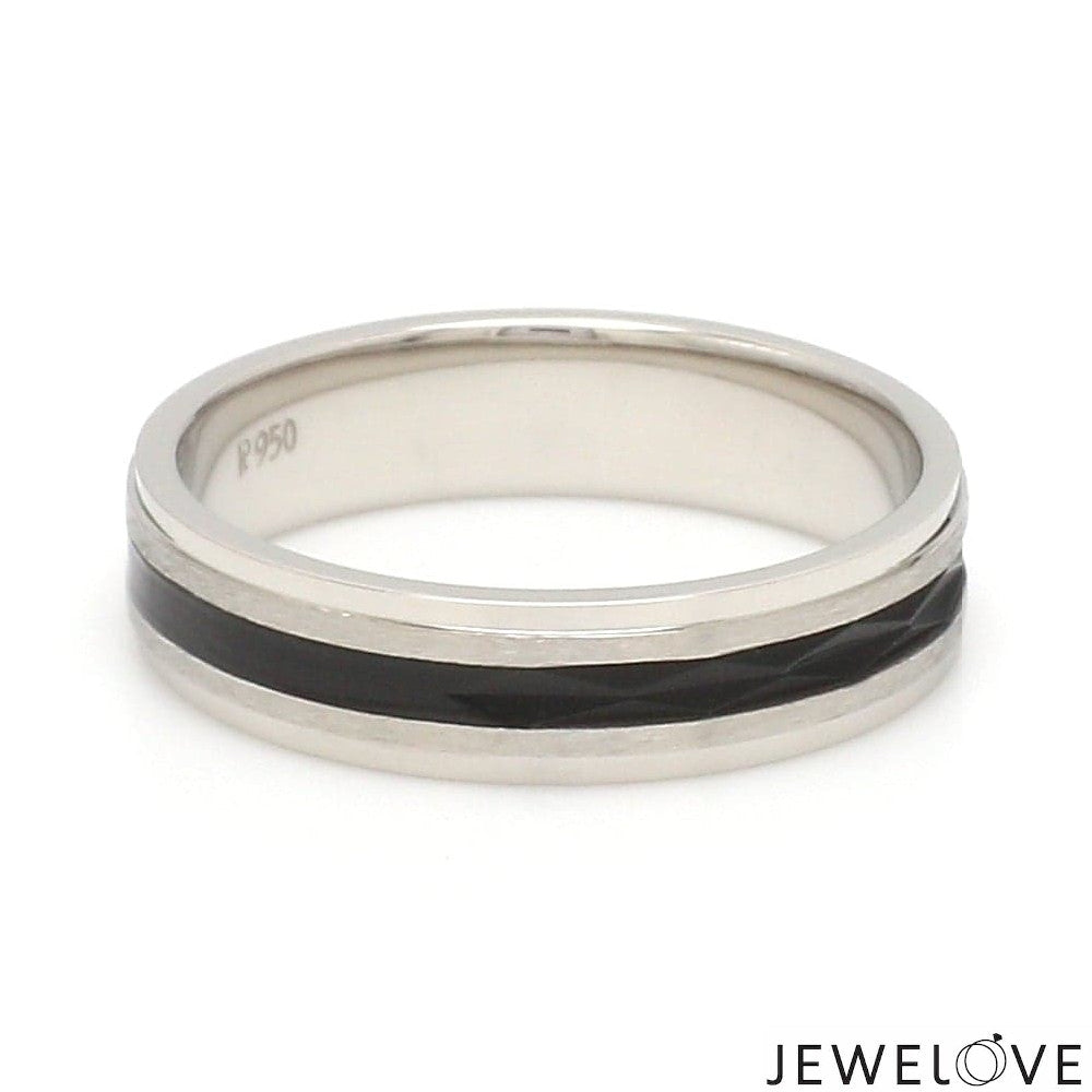 Platinum Couple Unisex Ring with Black Line Ceramic JL PT 1328