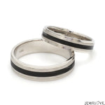 Load image into Gallery viewer, Platinum Couple Unisex Ring with Black Line Ceramic JL PT 1328
