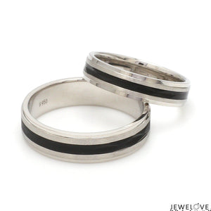 Platinum Couple Unisex Ring with Black Line Ceramic JL PT 1328