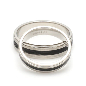 Platinum Couple Unisex Ring with Black Line Ceramic JL PT 1328