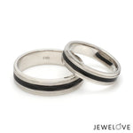 Load image into Gallery viewer, Platinum Couple Unisex Ring with Black Line Ceramic JL PT 1328
