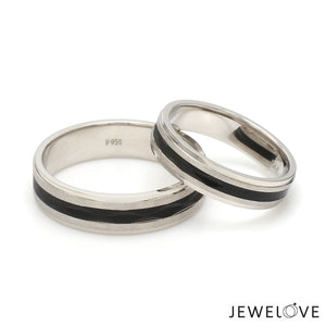 Platinum Couple Unisex Ring with Black Line Ceramic JL PT 1328