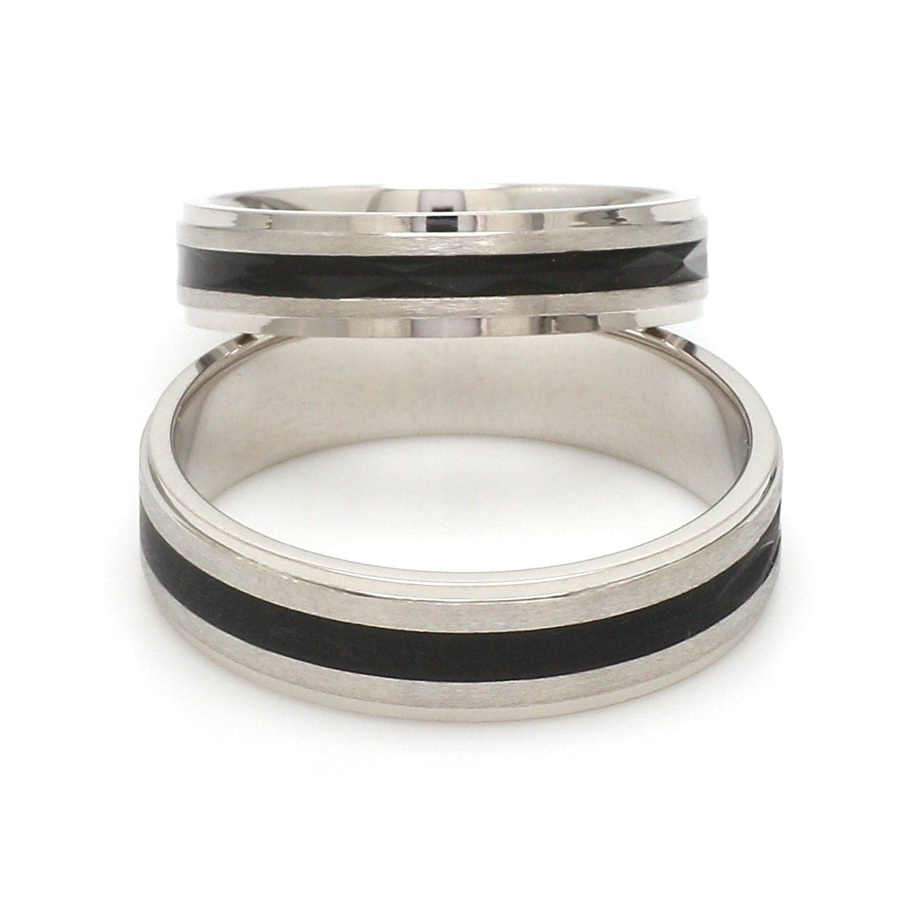 Platinum Couple Unisex Ring with Black Line Ceramic JL PT 1328