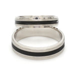 Load image into Gallery viewer, Platinum Couple Unisex Ring with Black Line Ceramic JL PT 1328
