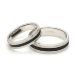 Load image into Gallery viewer, Platinum Couple Unisex Ring with Black Line Ceramic JL PT 1328
