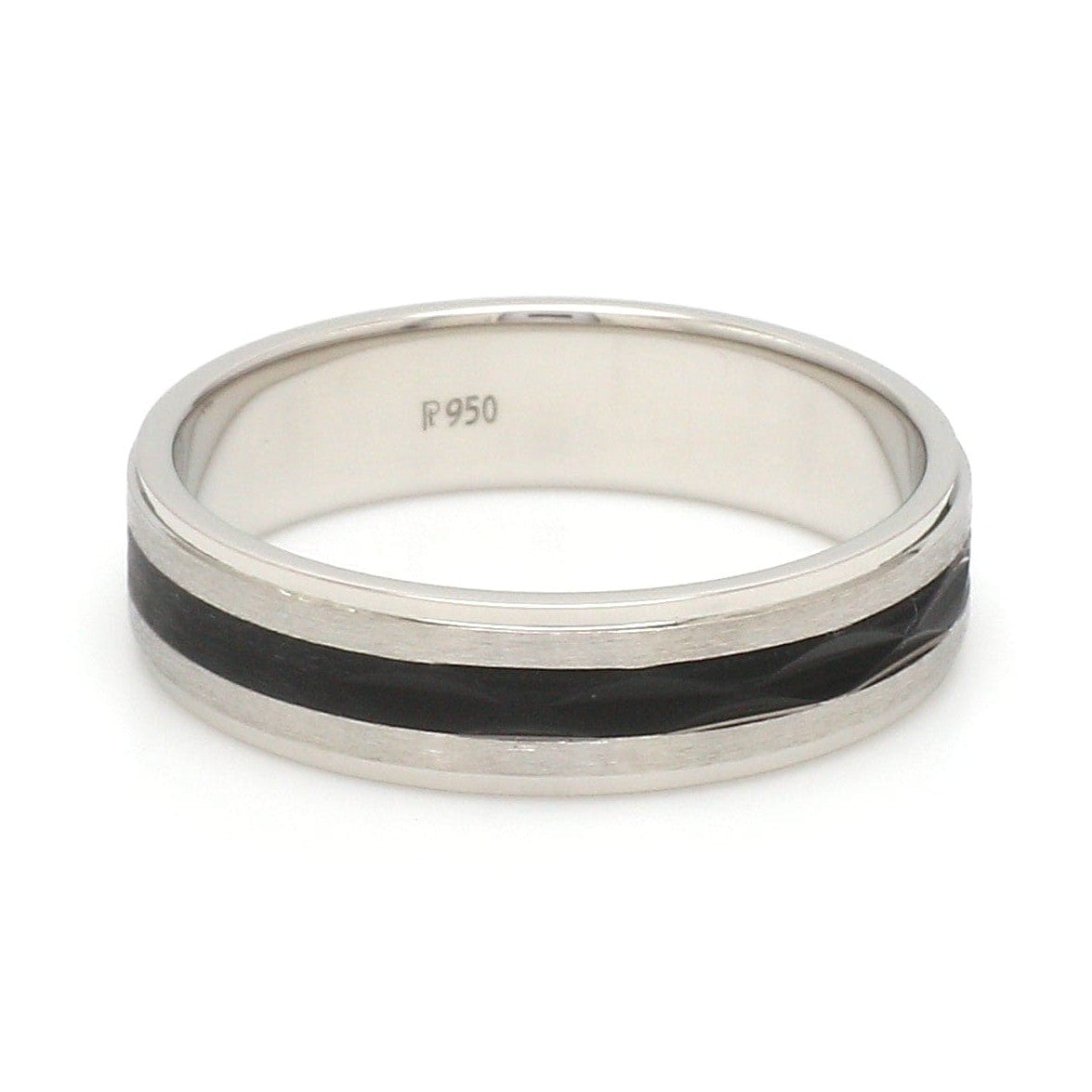 Platinum Couple Unisex Ring with Black Line Ceramic JL PT 1328