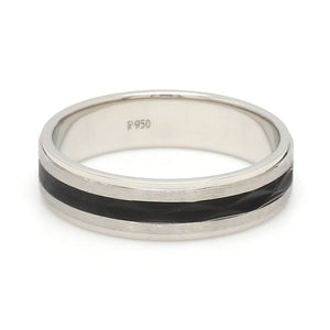 Platinum Couple Unisex Ring with Black Line Ceramic JL PT 1328