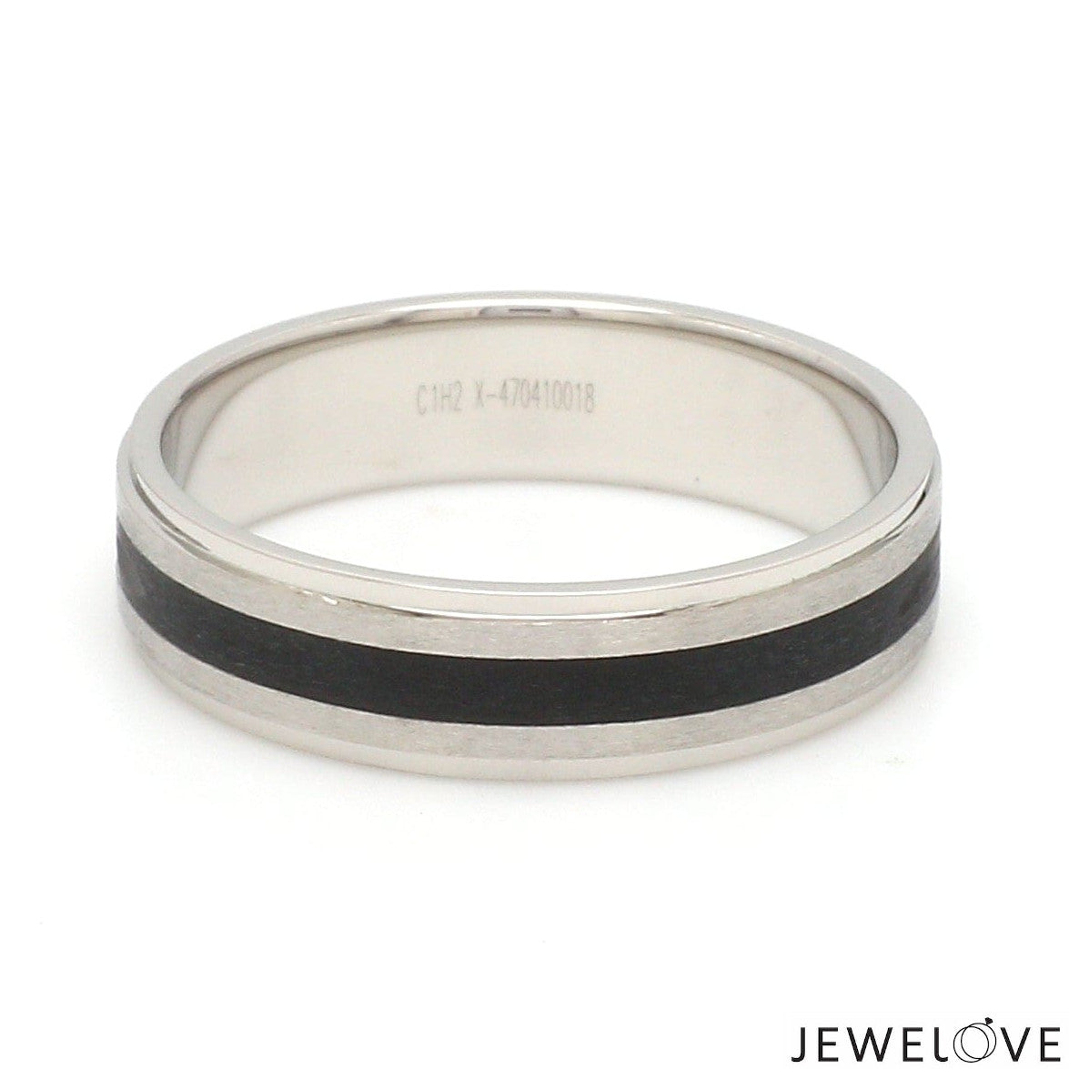 Platinum Couple Unisex Ring with Black Line Ceramic JL PT 1328