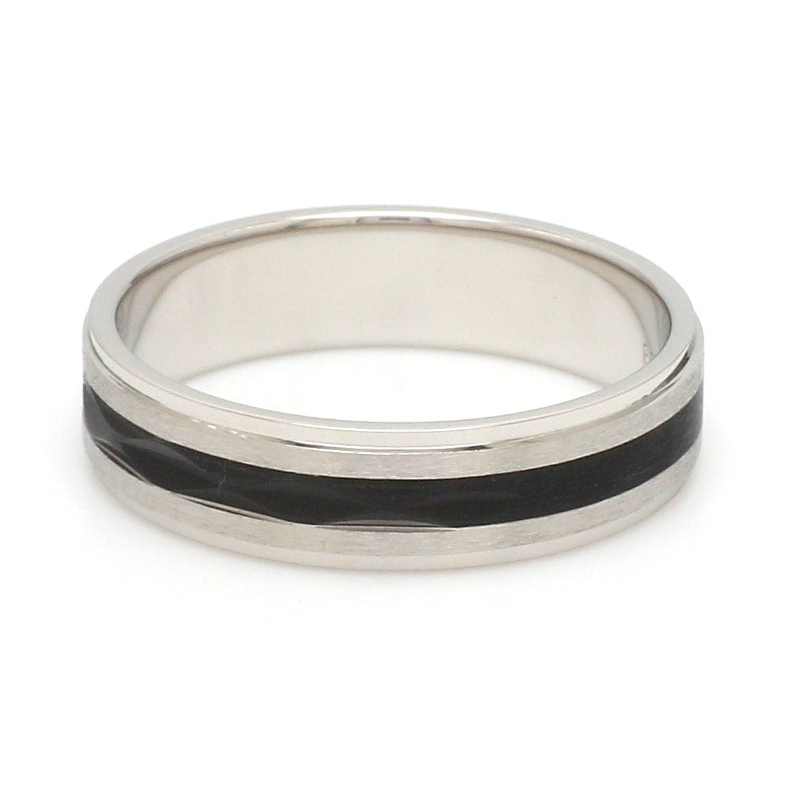 Platinum Couple Unisex Ring with Black Line Ceramic JL PT 1328