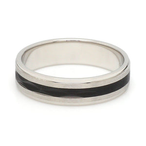 Platinum Couple Unisex Ring with Black Line Ceramic JL PT 1328