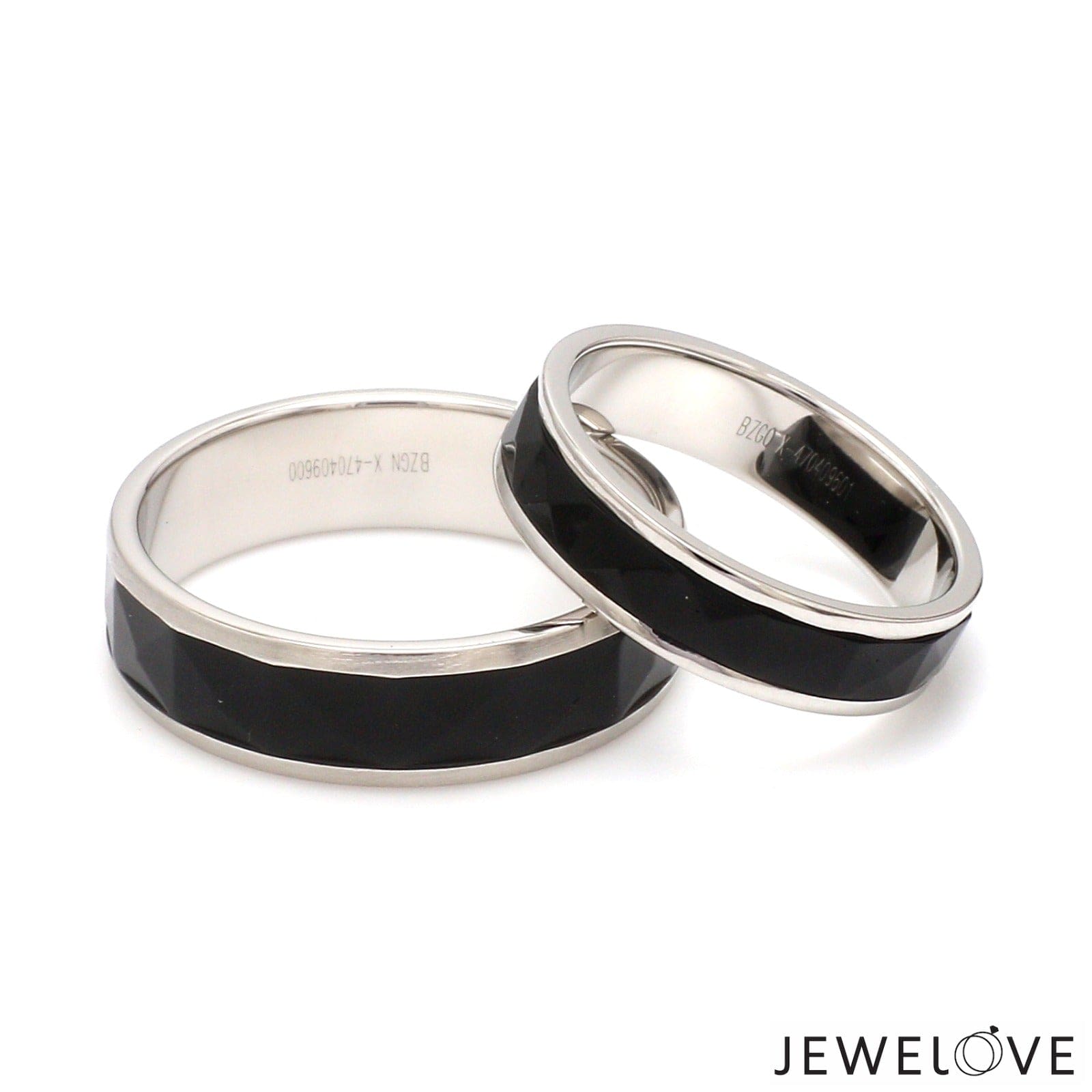 Platinum Couple Unisex Ring with Black Ceramic JL PT 1330