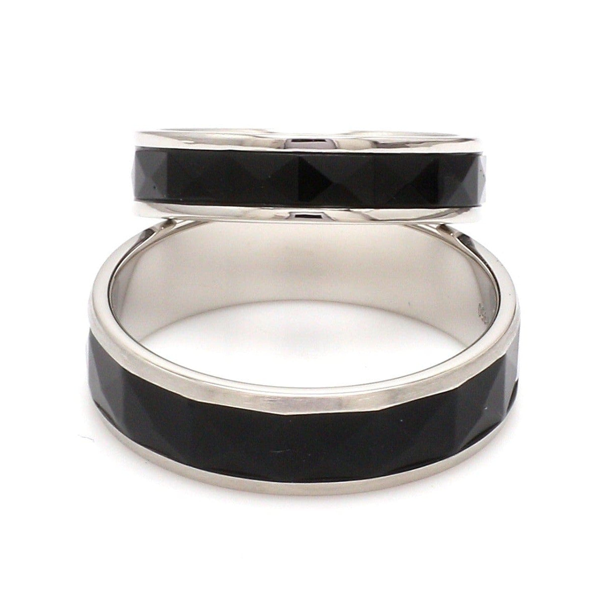 Platinum Couple Unisex Ring with Black Ceramic JL PT 1330