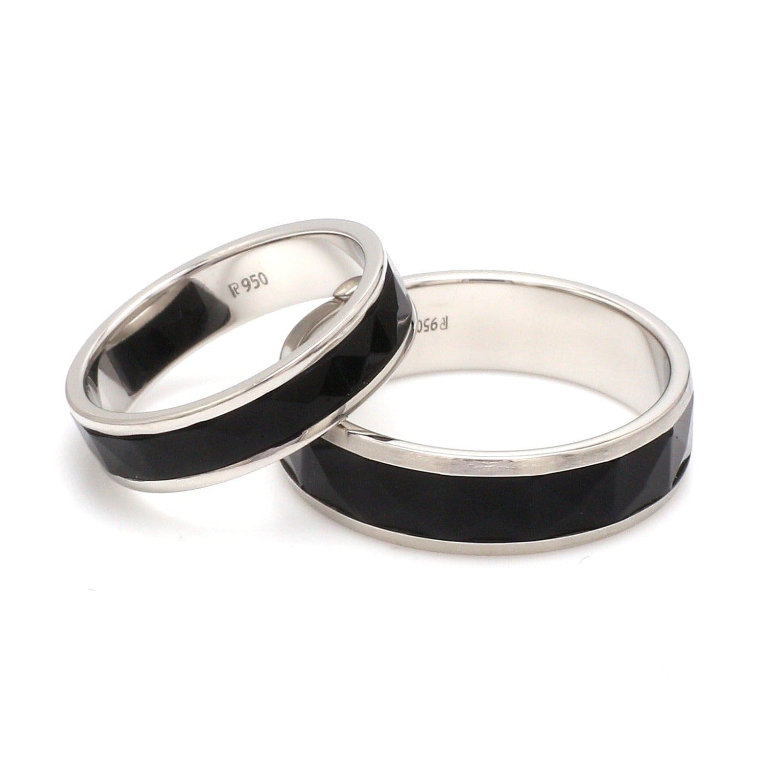 Platinum Couple Unisex Ring with Black Ceramic JL PT 1330