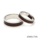 Load image into Gallery viewer, Platinum Couple Unisex Ring with Brown Ceramic JL PT 1329
