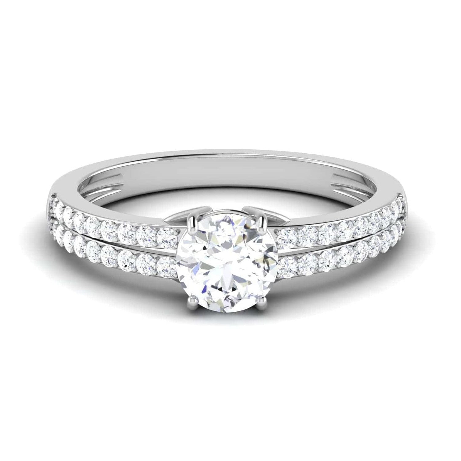 Platinum Double Shank Diamond Solitaire Ring JL PT 7002