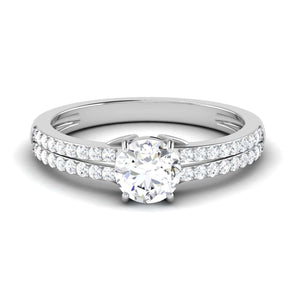 Platinum Double Shank Diamond Solitaire Ring JL PT 7002