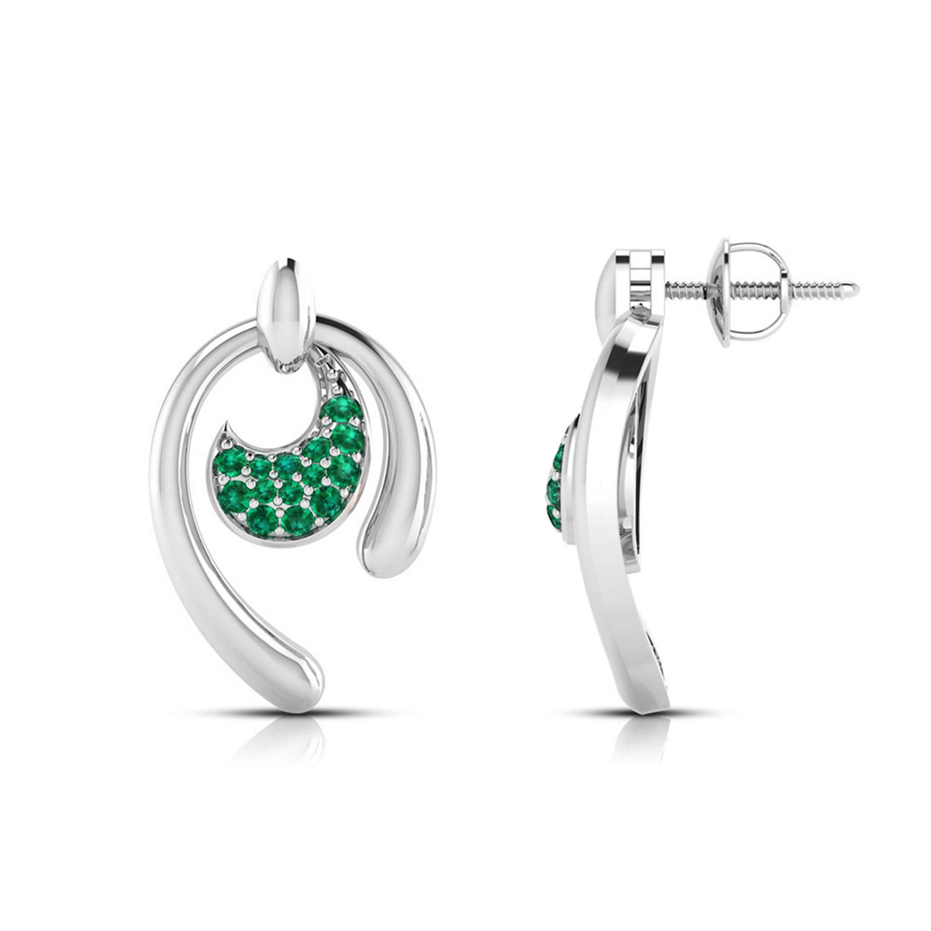 Platinum Emerald Earrings for Women JL PT E NL8636E   Jewelove.US