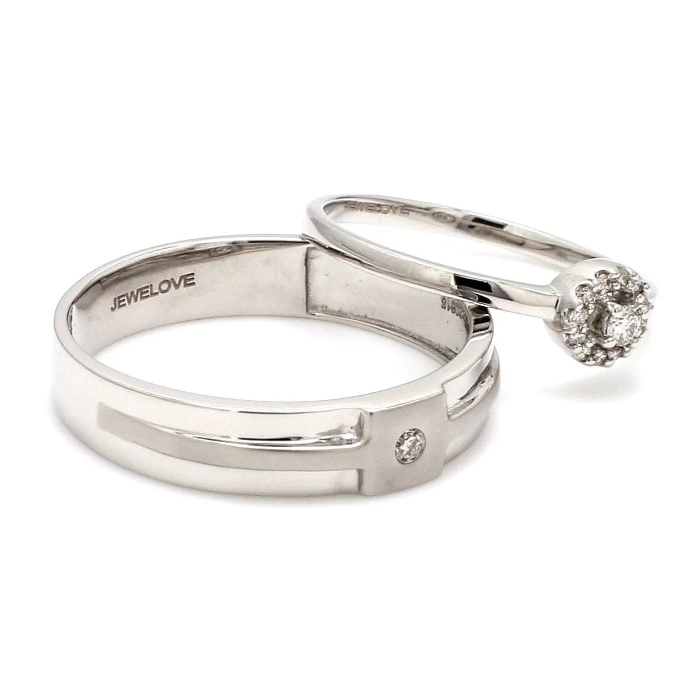 Platinum Engagement Couple Rings with Diamonds JL PT 456