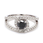 Load image into Gallery viewer, Platinum Engagement Ring for Women with Black Diamond  SJ PTO 516-BlackDiamond
