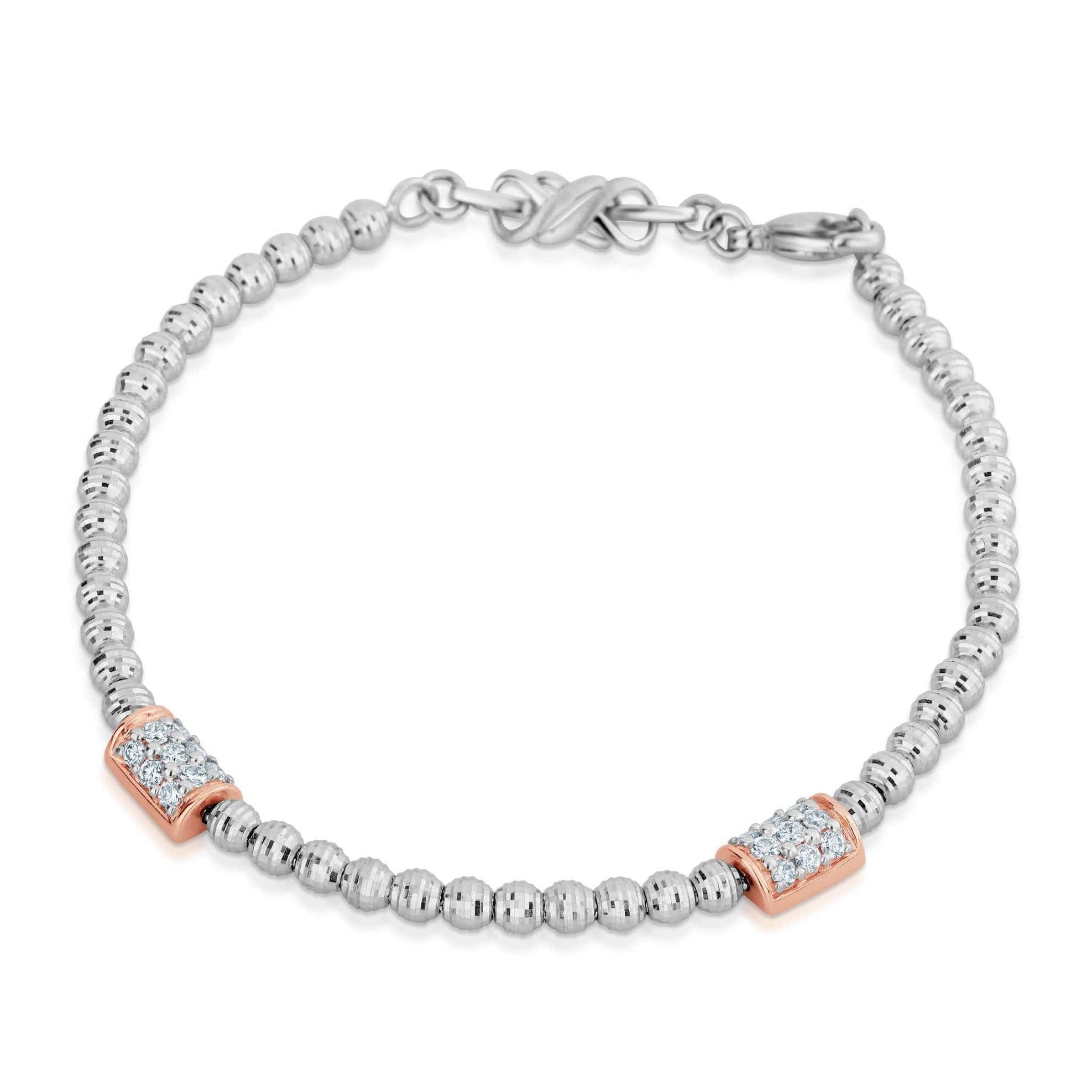 Platinum Evara Balls Bracelet with Rose Gold Fusion for Women JL PTB 760