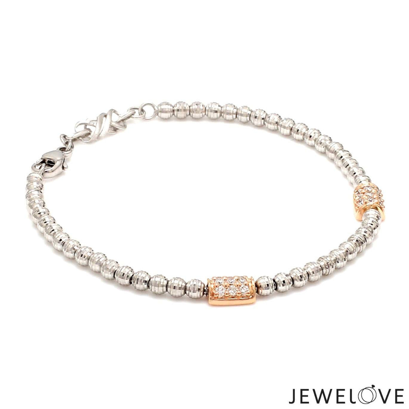 Platinum Evara Balls Bracelet with Rose Gold Fusion for Women JL PTB 760