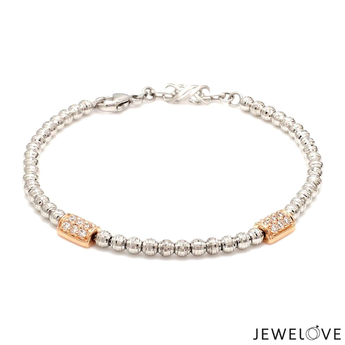 Platinum Evara Balls Bracelet with Rose Gold Fusion for Women JL PTB 760