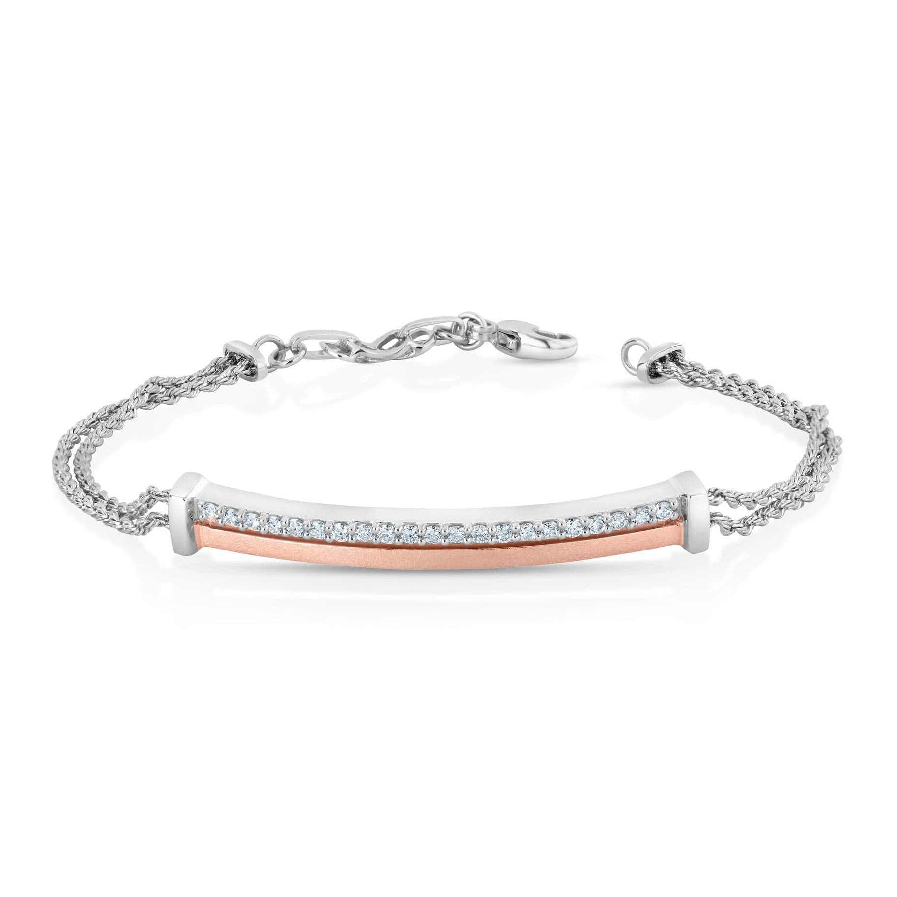 Platinum Evara Rose Gold Fusion Diamond Bracelet for Women JL PTB 758