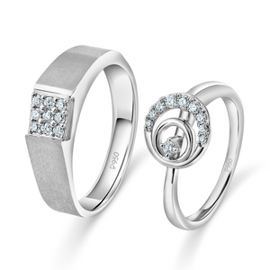 Platinum Love Bands Diamond Rings for Couple JL PT 1259