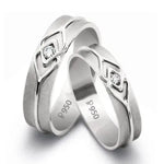 Load image into Gallery viewer, Platinum Love Bands with a Celtic Knot with Single Diamonds JL PT 217
