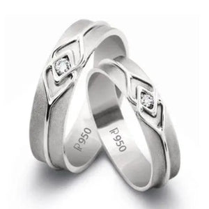 Platinum Love Bands with a Celtic Knot with Single Diamonds JL PT 217