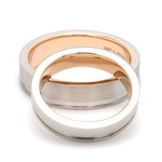 Load image into Gallery viewer, Platinum Love Bands with a Single Groove &amp; Rose Gold Base JL PT 643
