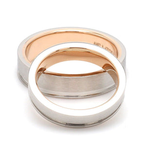 Platinum Love Bands with a Single Groove & Rose Gold Base JL PT 643