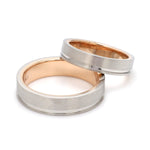 Load image into Gallery viewer, Platinum Love Bands with a Single Groove &amp; Rose Gold Base JL PT 643
