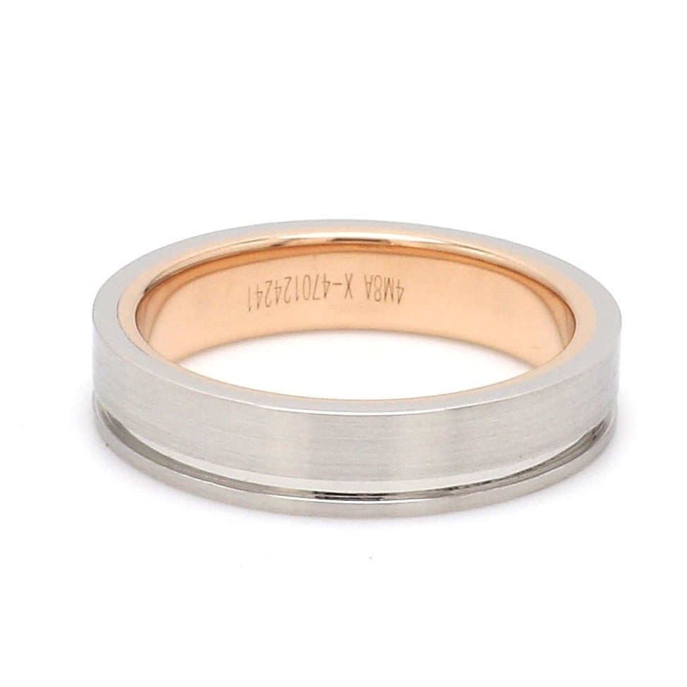 Platinum Love Bands with a Single Groove & Rose Gold Base JL PT 643