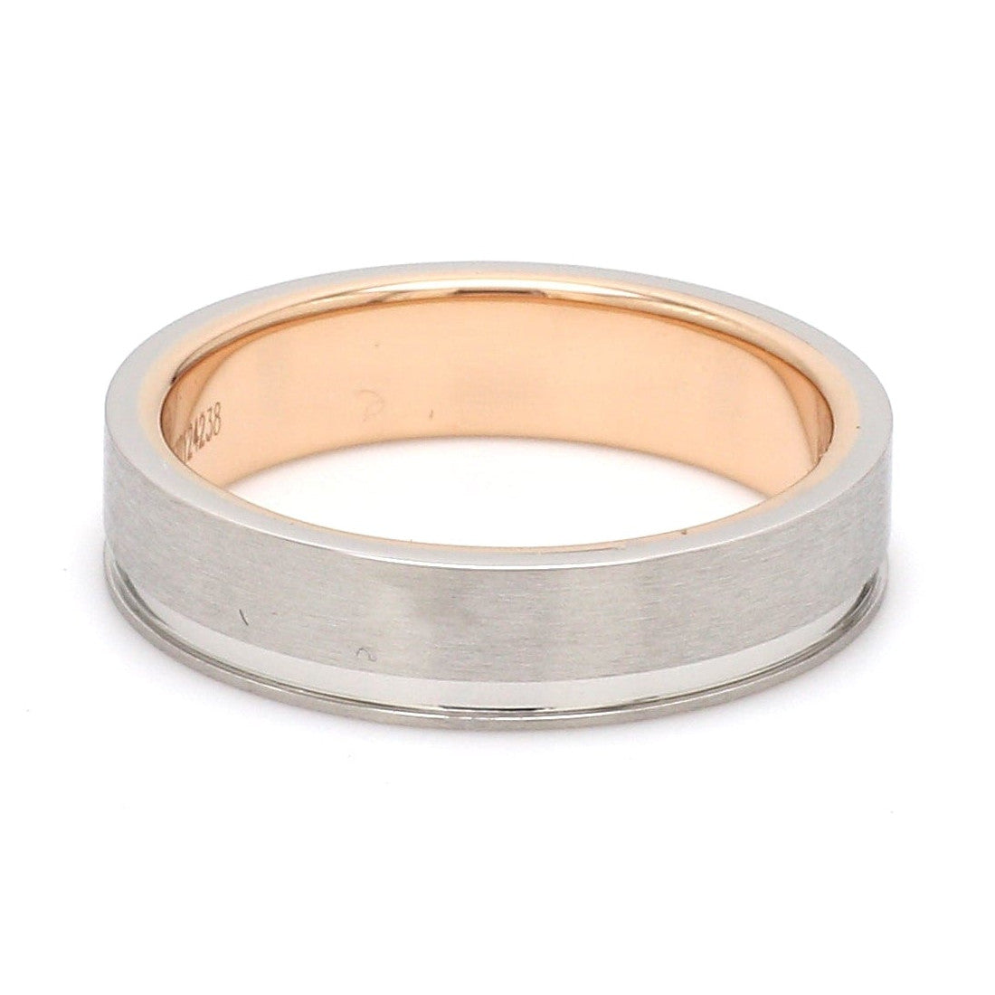 Platinum Love Bands with a Single Groove & Rose Gold Base JL PT 643